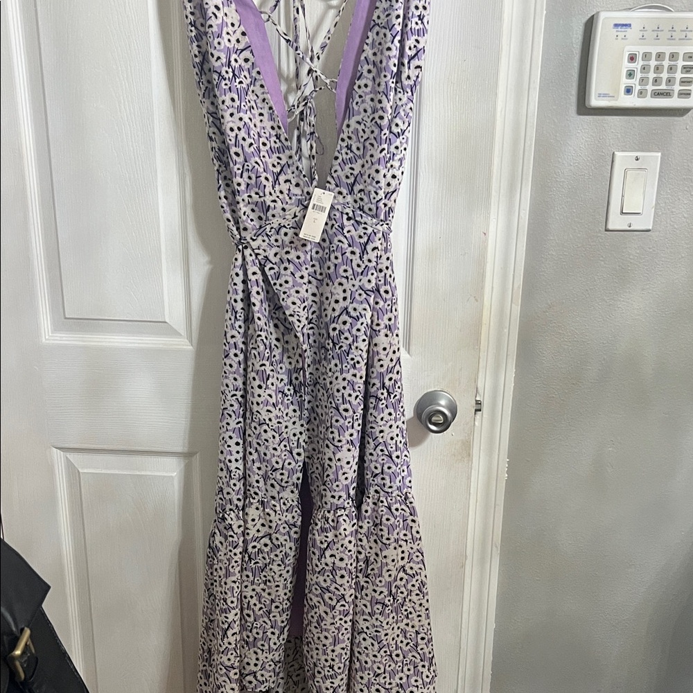 Anthropologie Lavender Floral Maxi Dress